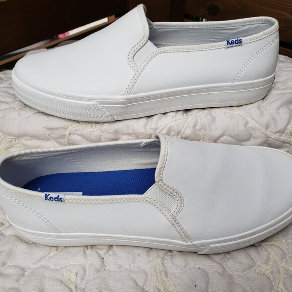 EUC KEDS double decker leather slip-on sneaker (8W) pure brilliant white KICKS - Picture 7 of 10